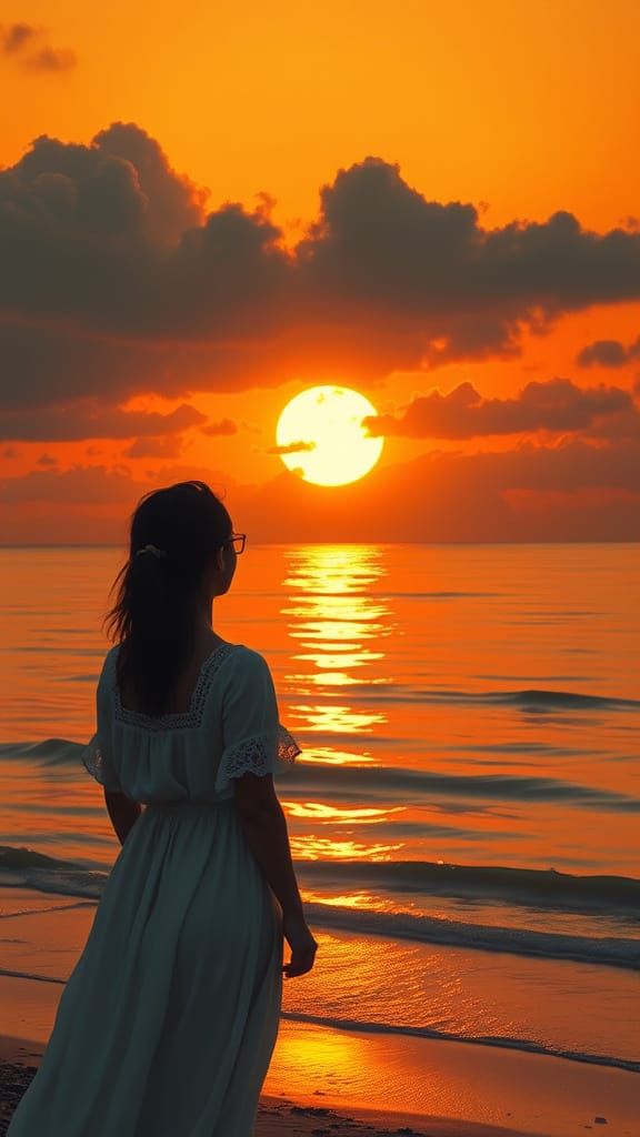 Woman Gazing at Sunset in Bierstadt, Monet, and Beksiński St...