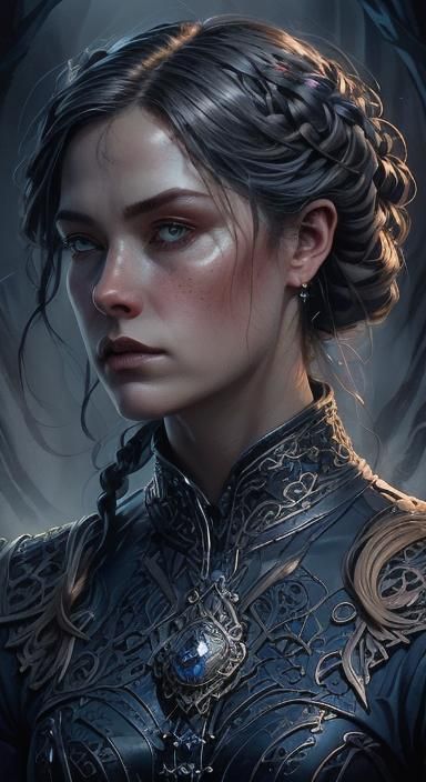 Gothic Fantasy Portrait of Astrid in Leather