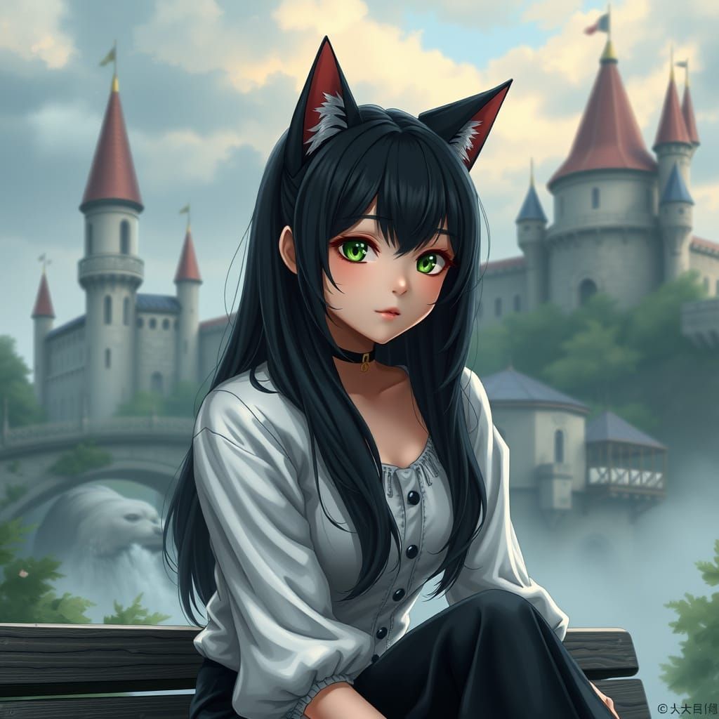 High-Quality Portrait of Woman with Cat Ears