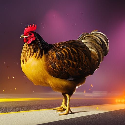 Chicken Crossing Road: Hyperrealistic Dark Fantasy Portrait