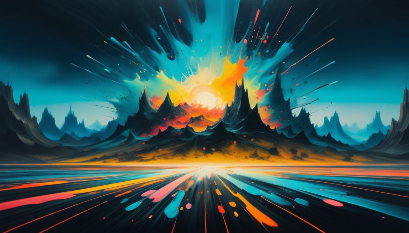 Explosion of Neon: Abstract Expressionist Close-Up