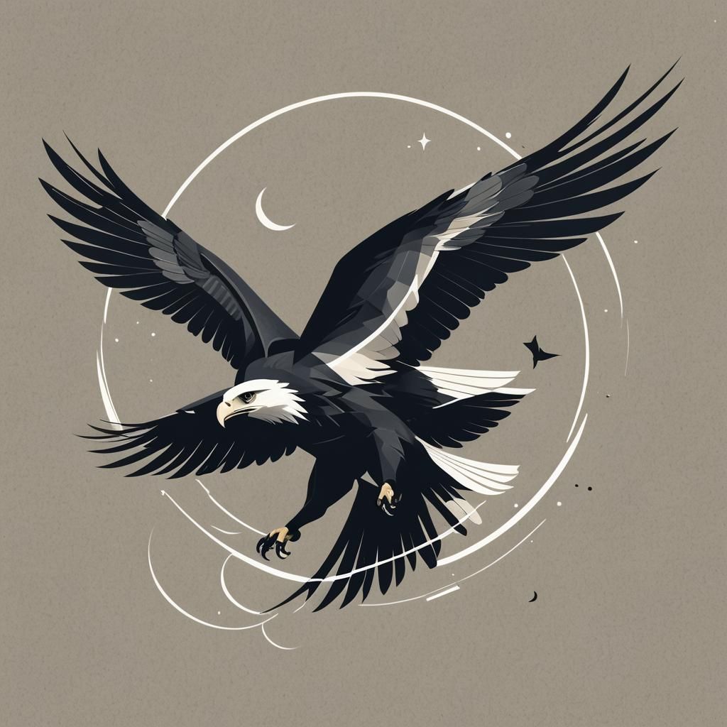 Soaring Eagle Logo in Art Deco Style