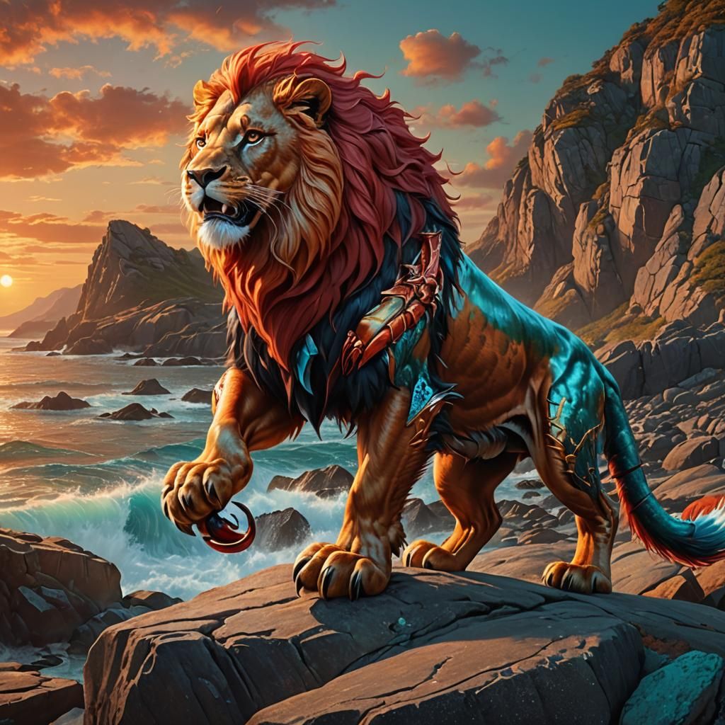 Majestic Red Lion Lobster Fantasy Concept Art
