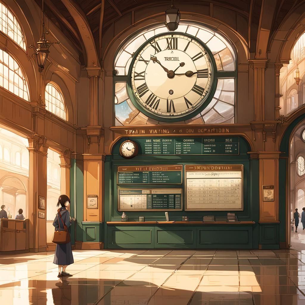 Girl Waits for Train, Studio Ghibli Anime Style