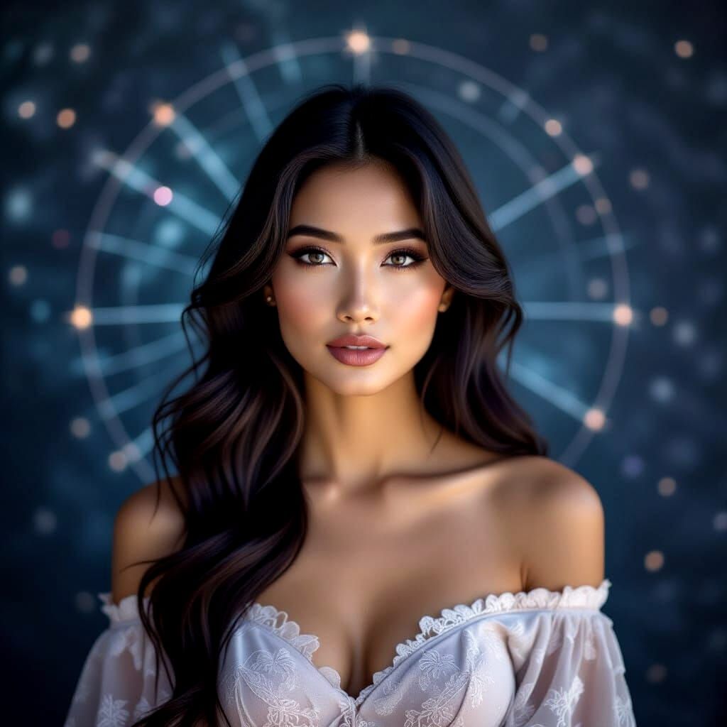 Malay Woman in Starry Overlay, Burne-Jones Style