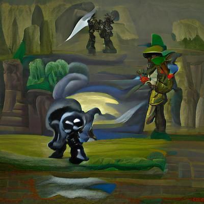 Gloom Stalker Ranger with Shadowy Daggers as Oil Painting