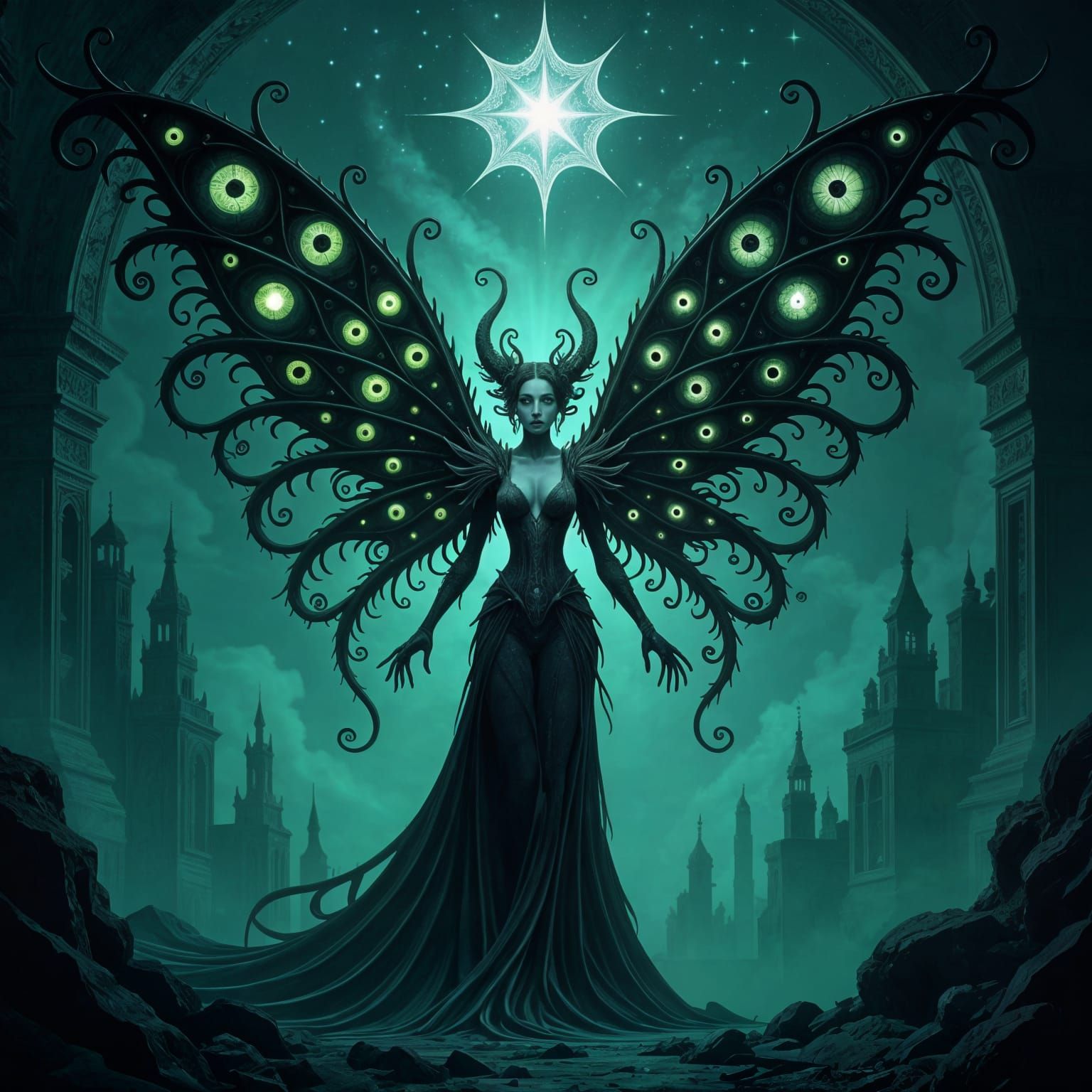 Surreal Gothic Fairy of the Cosmic Void