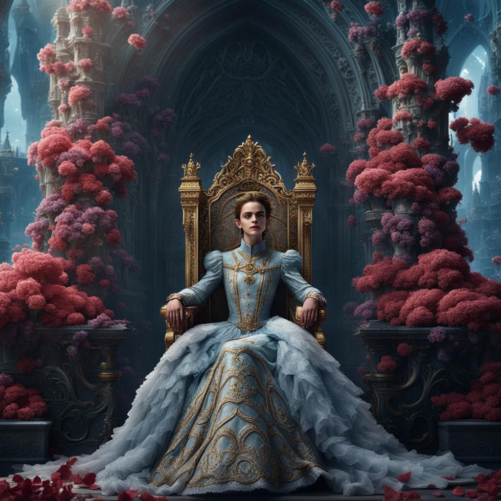Empress on Petalite Throne: Detailed Matte Painting