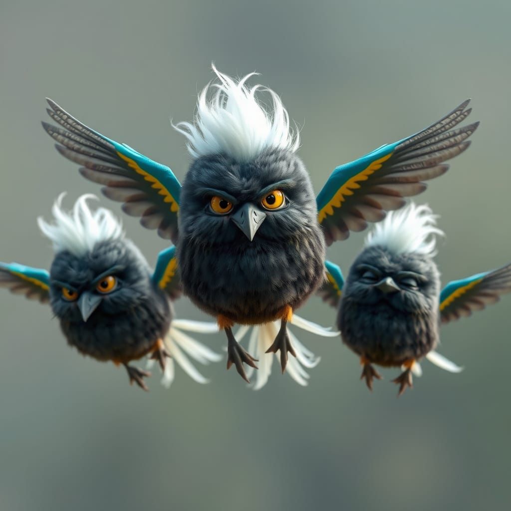 Whimsical Cloud Creatures Take Flight: Photorealistic Render...