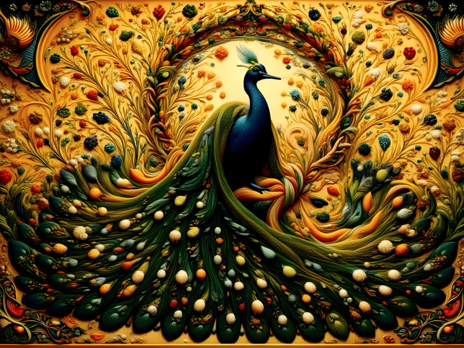 Vibrant Renaissance Tapestry with Intricate Stitching