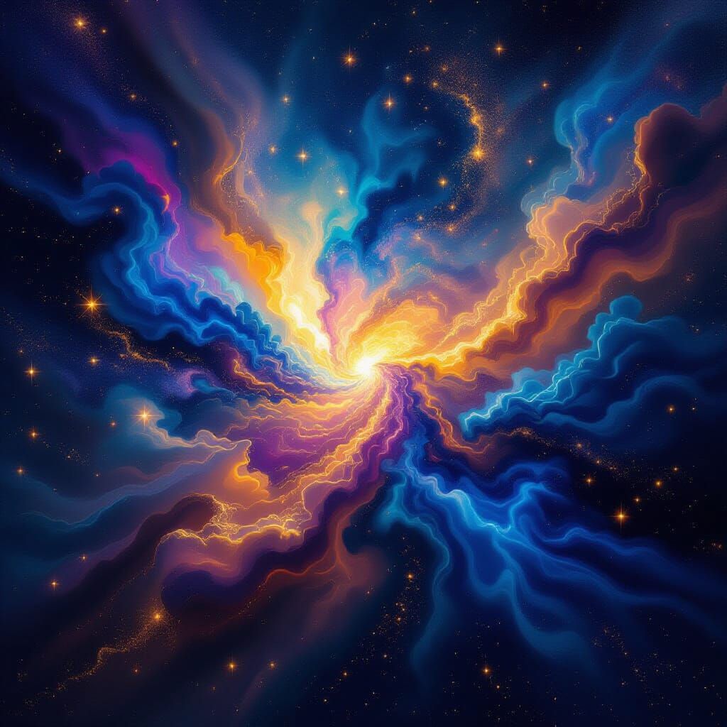 Cosmic Big Bang Explosion in Surreal Abstract Style