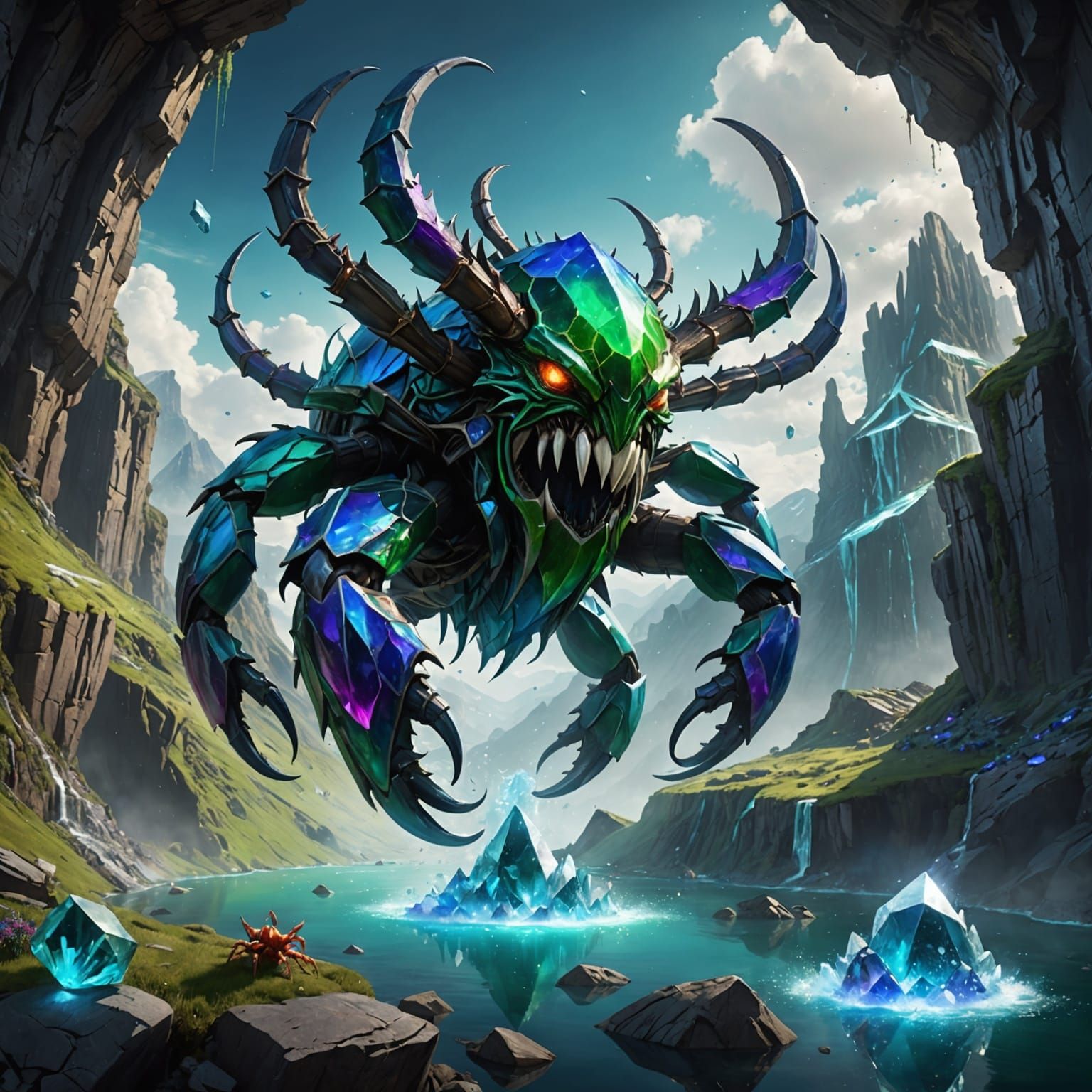 Titanic Eldrazi Destroys Crystalline Valley: Fantasy Art