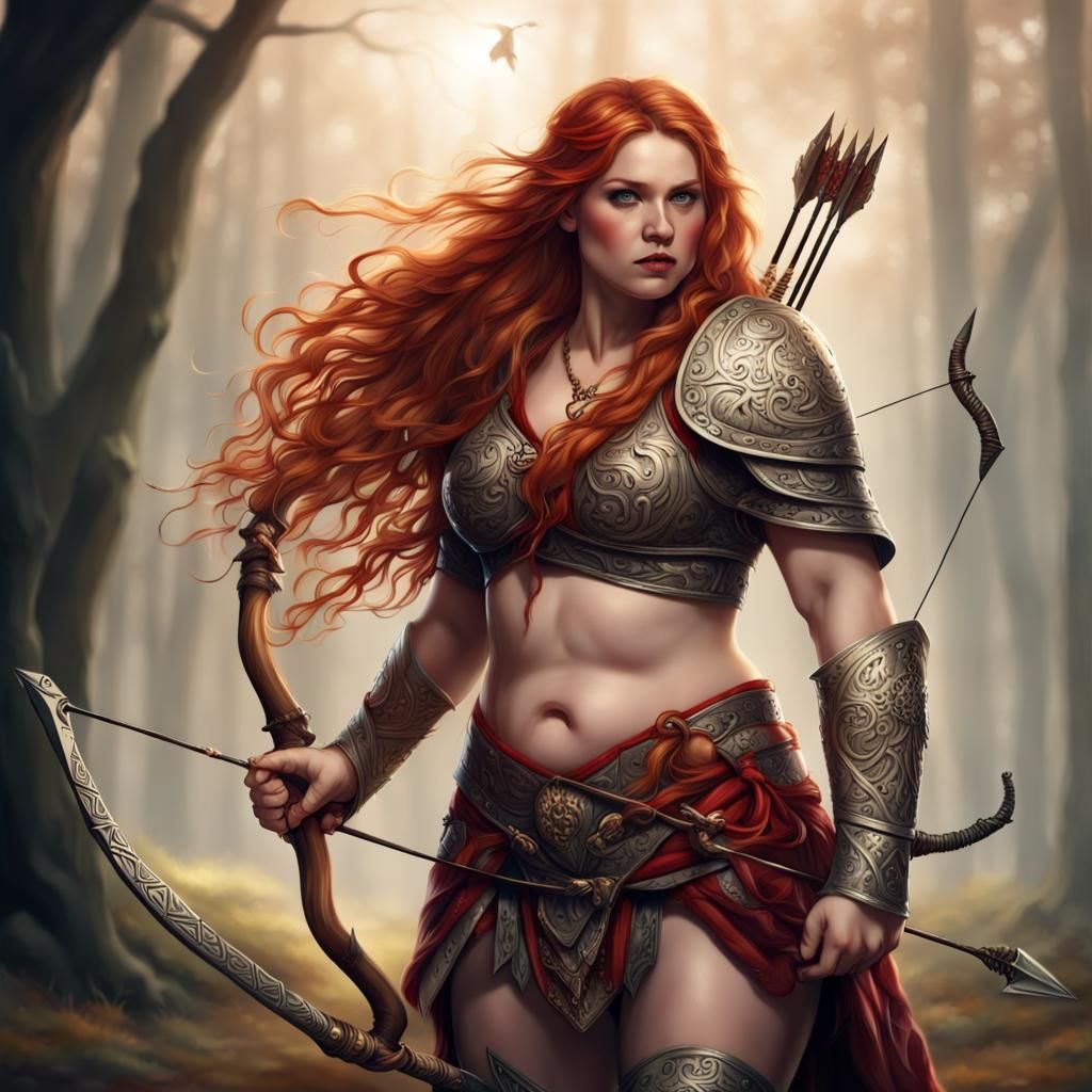 Triumphant Warrior Princess with Bow and Arrow