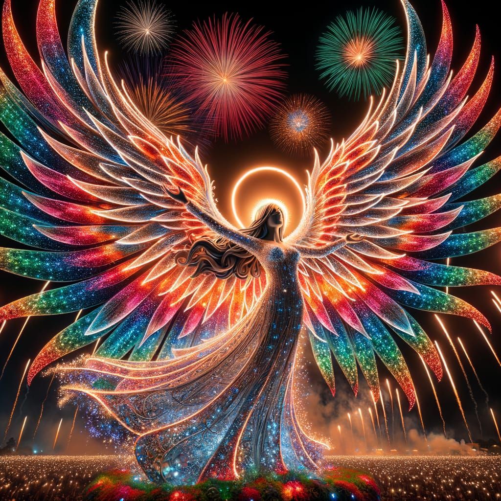 Fireworks Angel Illuminates Alabama Night Sky