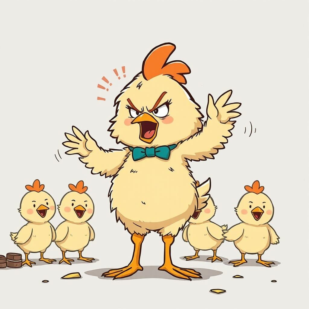 Angry Baby Chicken Cartoon in Adventure Time Style