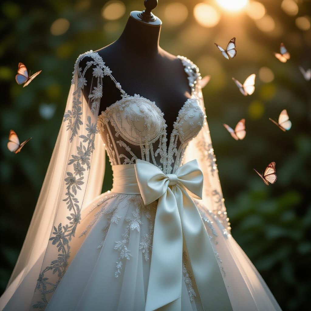 Sparkling Glitter Dress with Beading and Butterflies