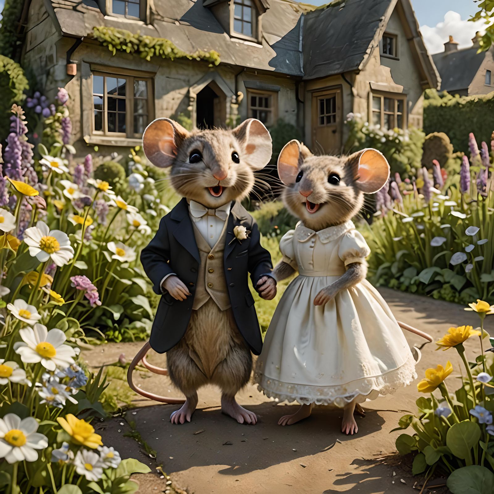 Whimsical Mouse Wedding in a Cottage Garden