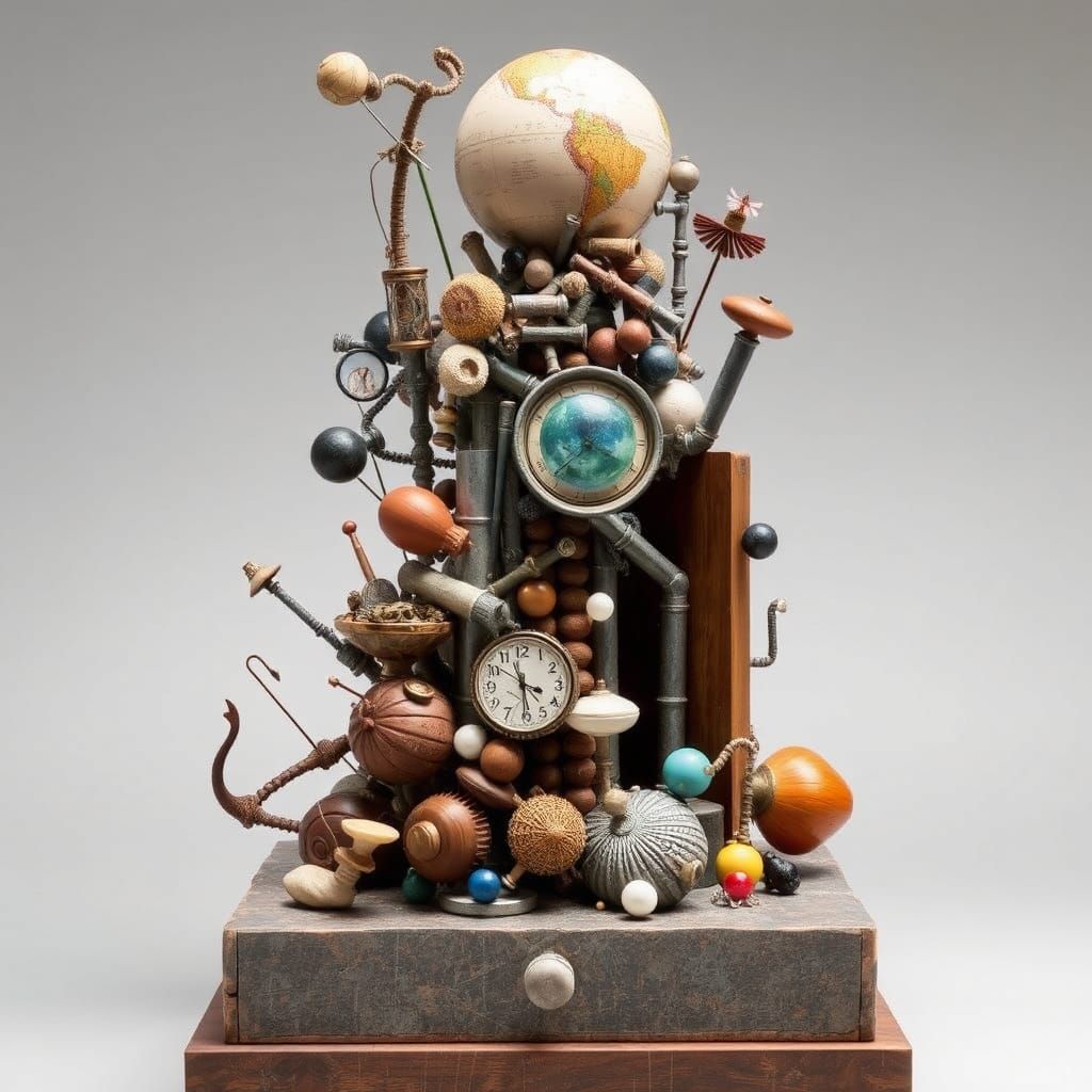 Surrealist Assemblage Sculpture with Found Objects