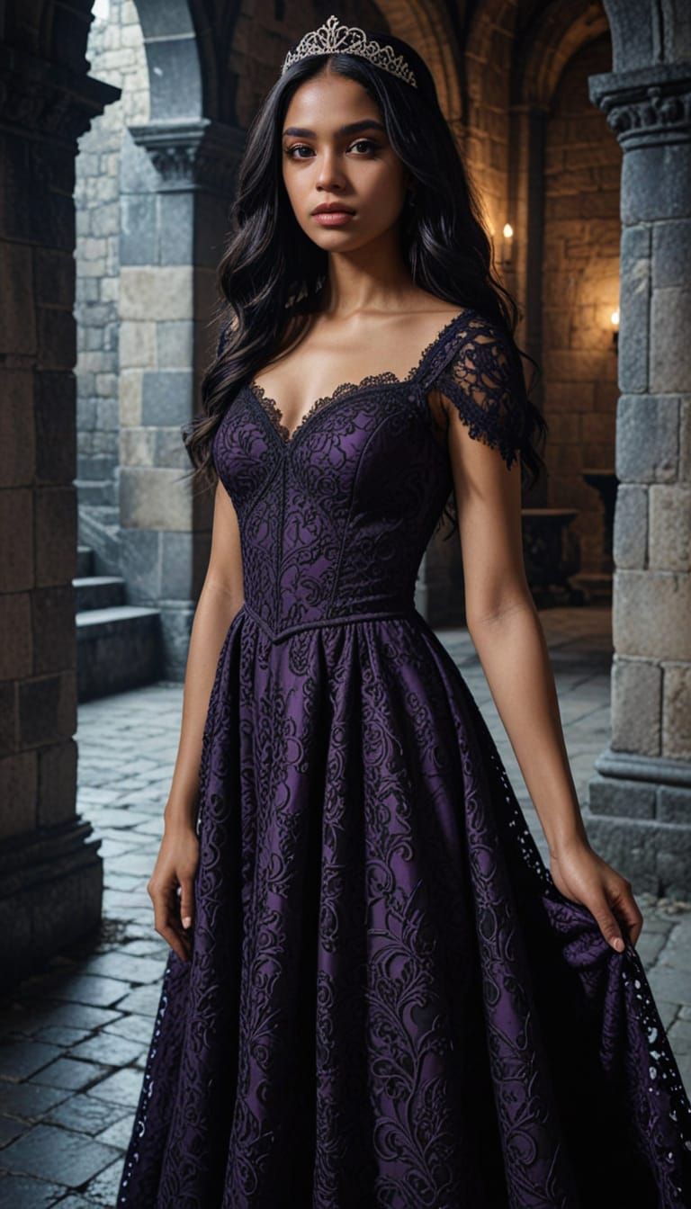 Neo-Gothic Princess in Dark Castle Digital Art