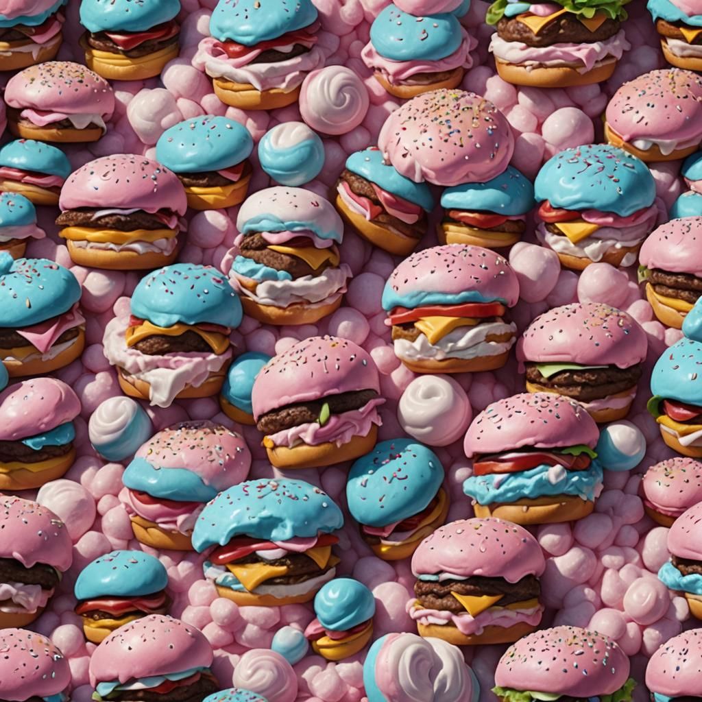 Cotton Candy Burger: Detailed Matte Painting