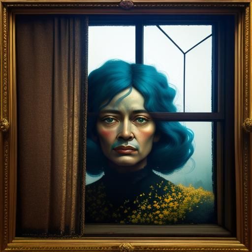 Melancholic Figure with Flower: Surreal Digital Art