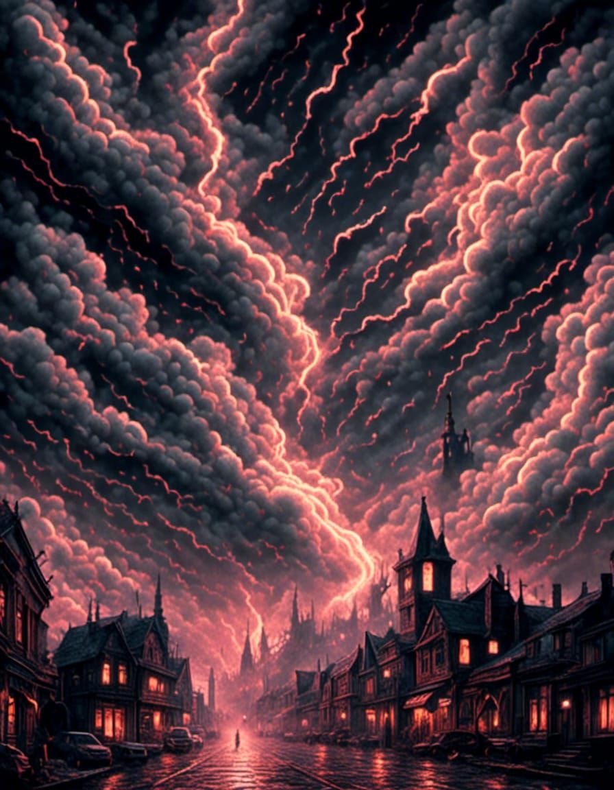 Ghostly Lightning Strikes in Dark Night Sky