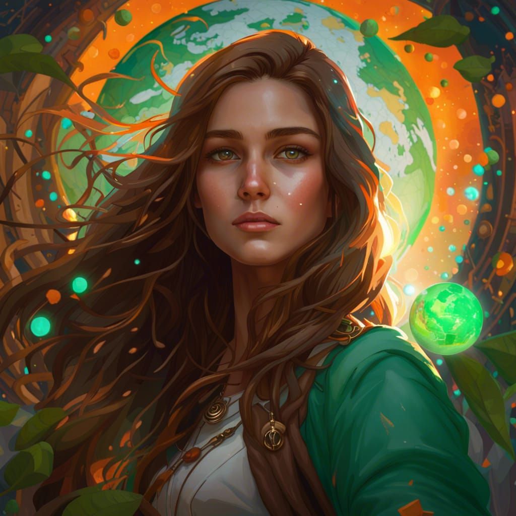 Earth Goddess Concept Art in Art Nouveau Style