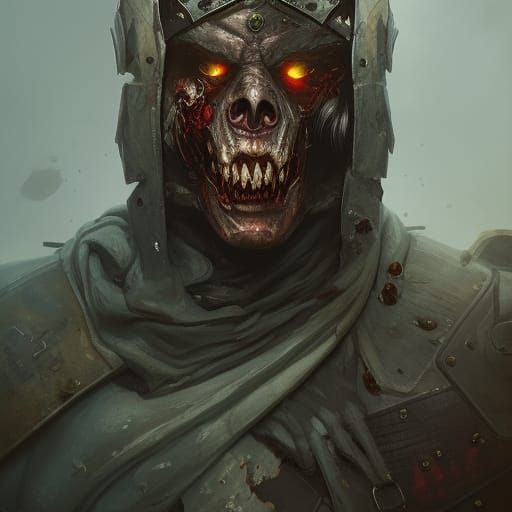 Decaying Zombie Knight Portrait in Detailed Digital Art