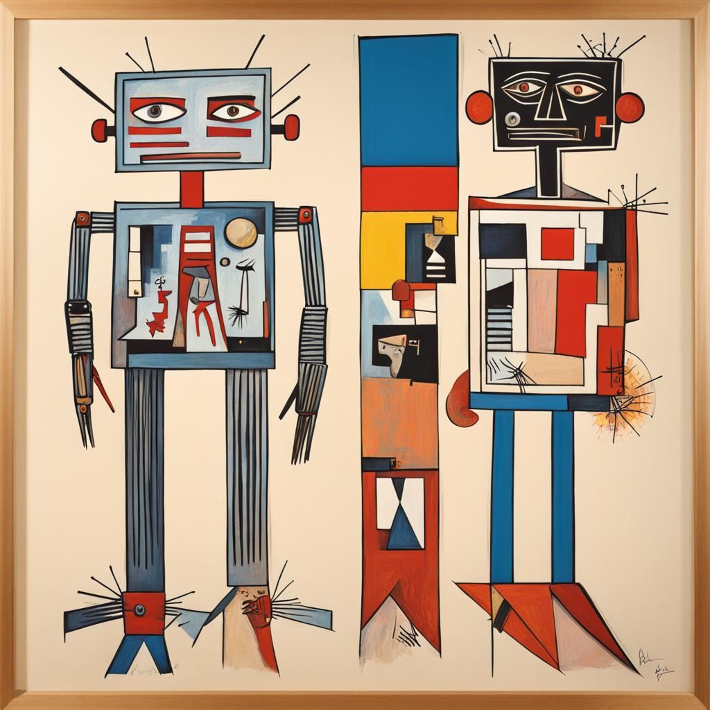 Abstract Robot in Cubist Style