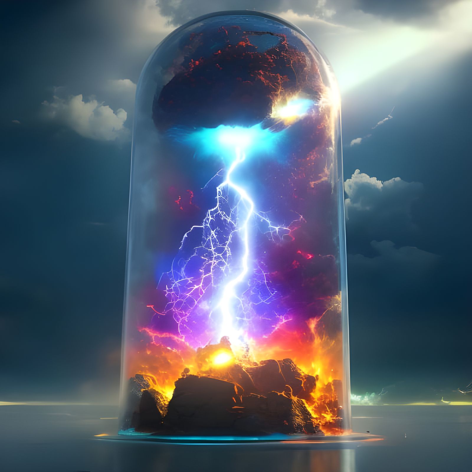 Electrical Storm Trapped in Glass Vial