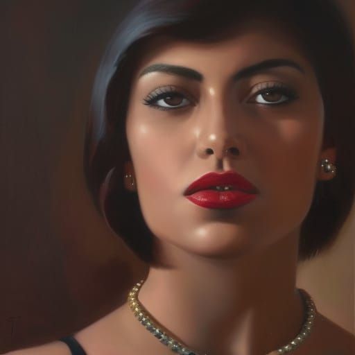 Latina Teenager Portrait in Oil Painting Style