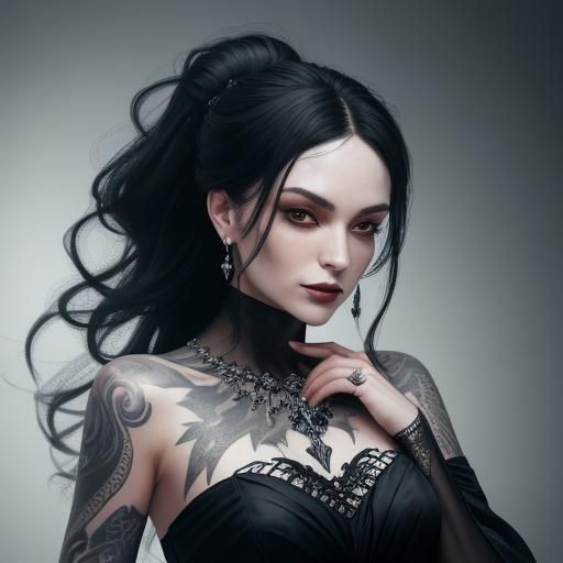 An athletic and elegant head and shoulders portrait of a fem...