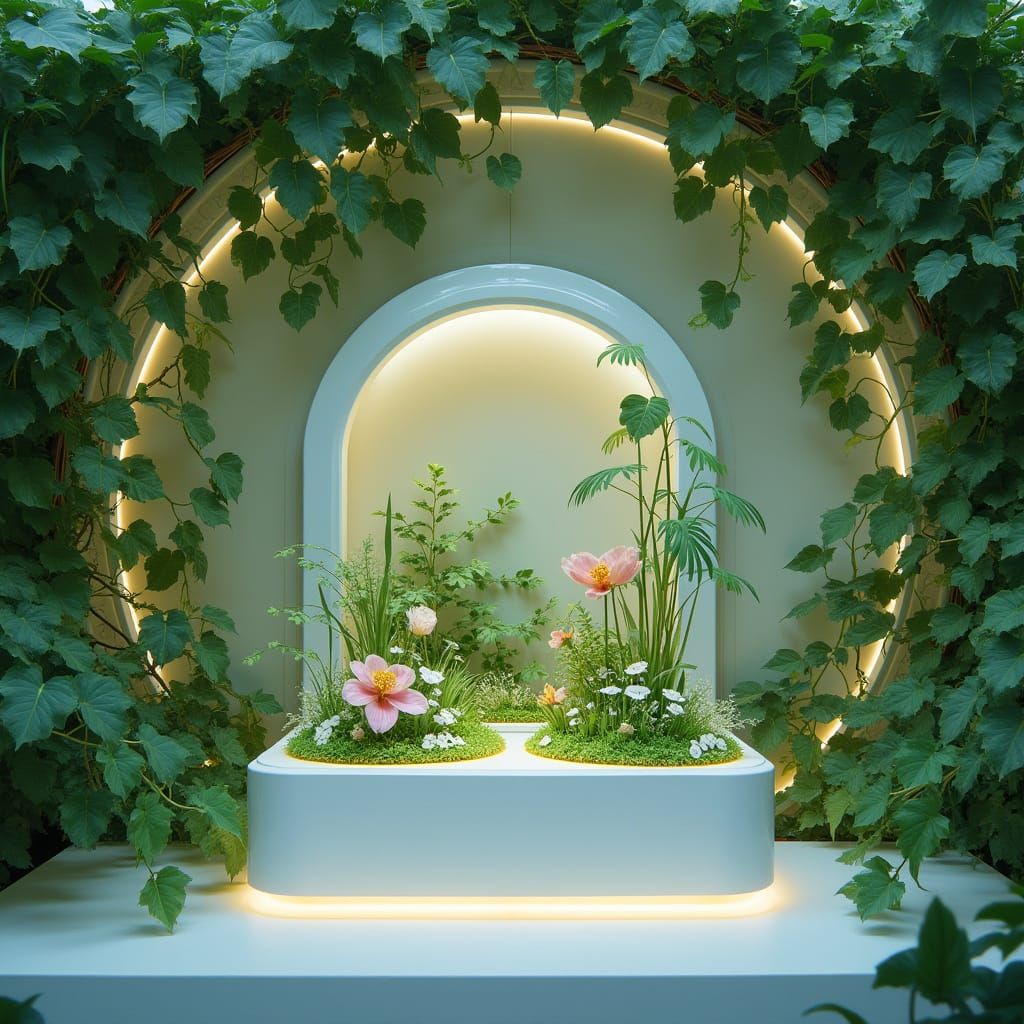 ByteBloom Garden Pod Showcase with Green Vines