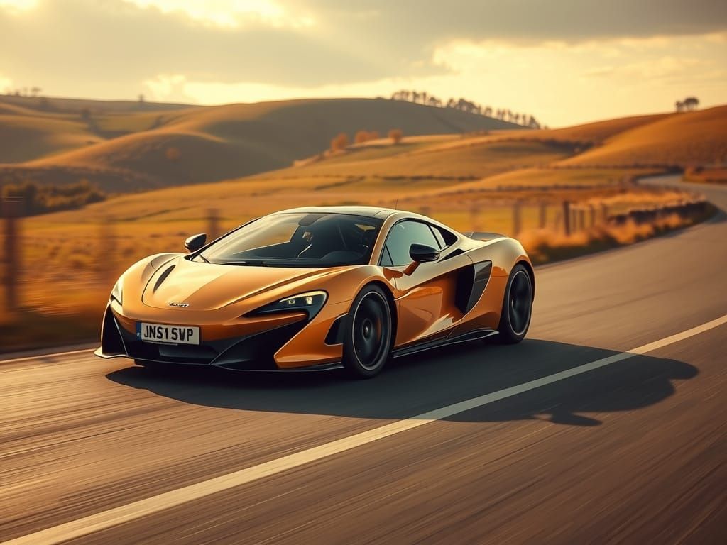 Golden McLarens Speeding Through English Countryside