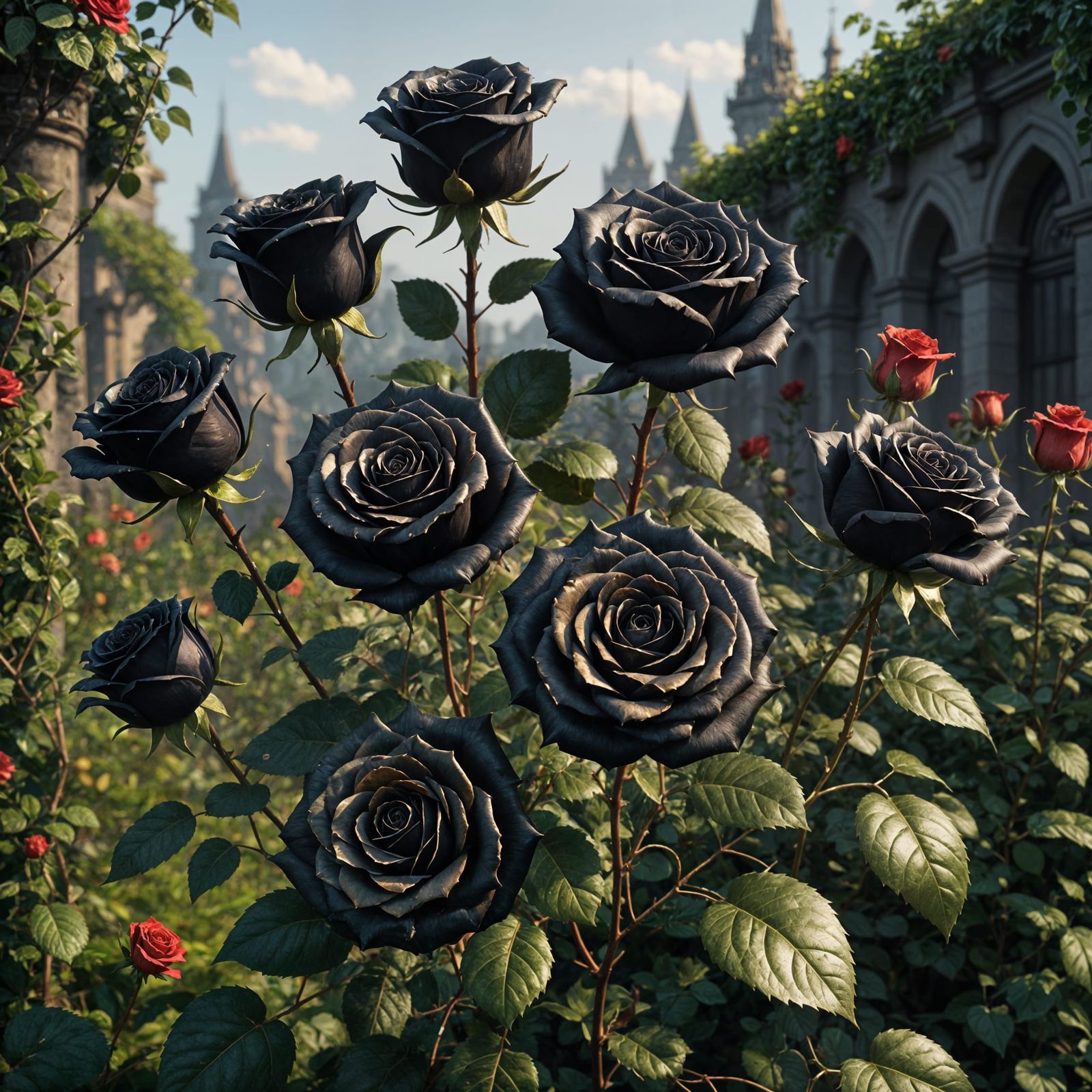 Black Roses with Gold Edges: Fantasy Concept Art