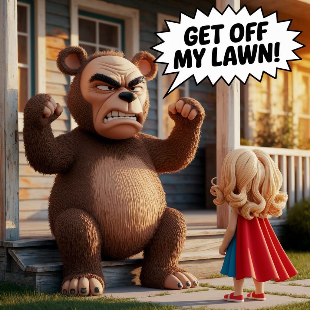 Grumpy Bear Yells at Goldilocks: Claymation Style