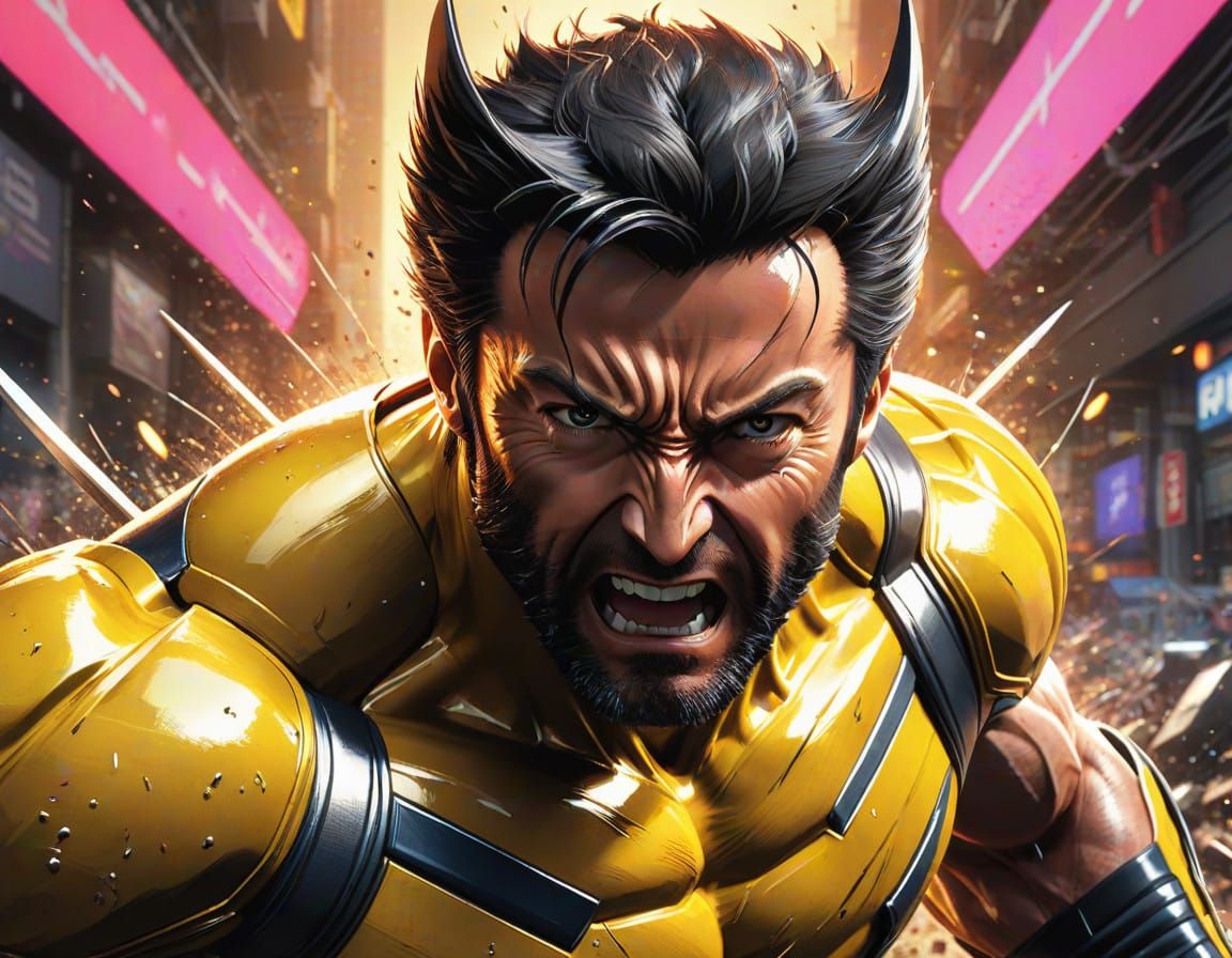 Hyperrealistic Wolverine Battle Scene in Ancient Japan