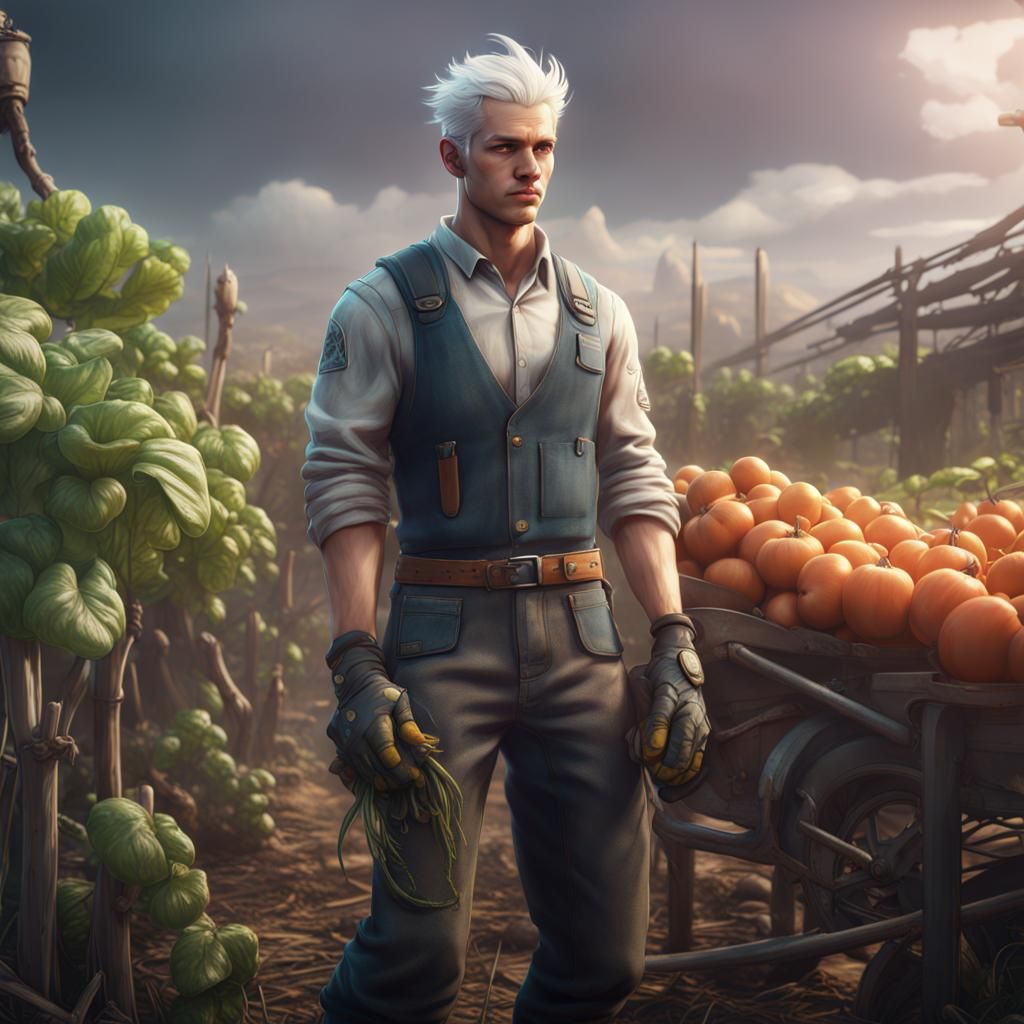 Cyberpunk Farmer in Detailed Matte Painting