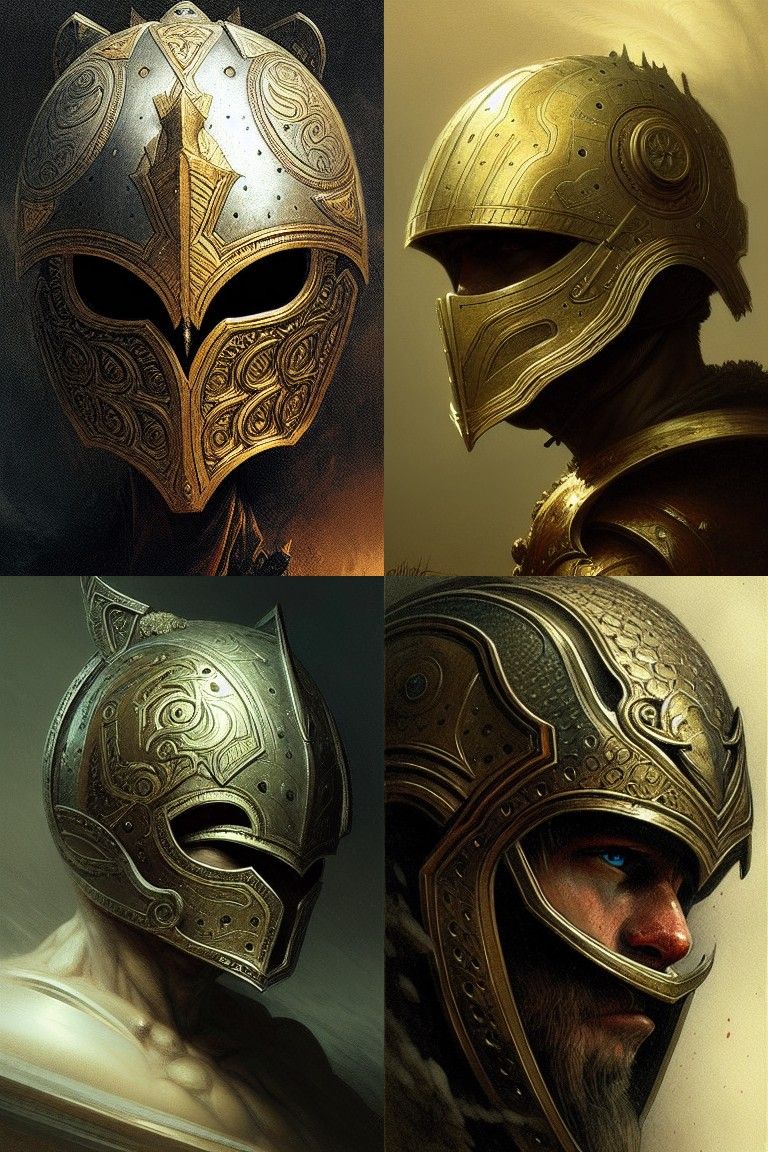 Warrior Helmet in Style of Rutkowski and Doré