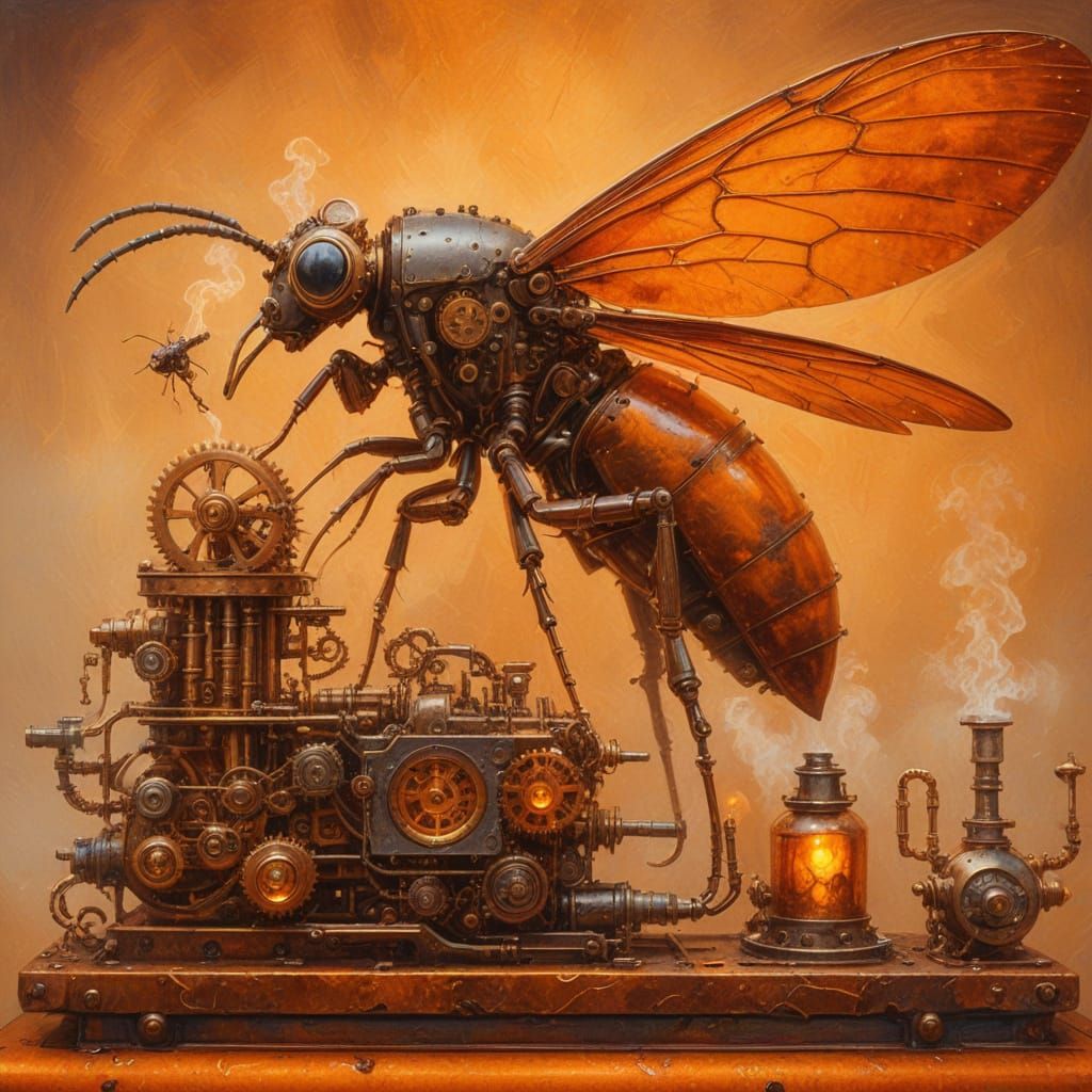 Steampunk Insect Machine of Brass and Copper