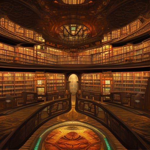 Steampunk Library: Intricate Psychedelic Concept Art