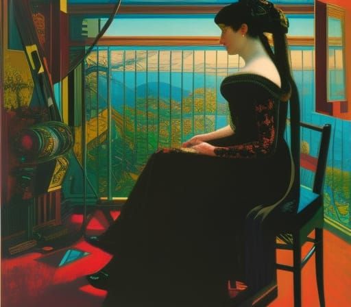 Psychedelic Whistler's Mother: Pop Art Portrait