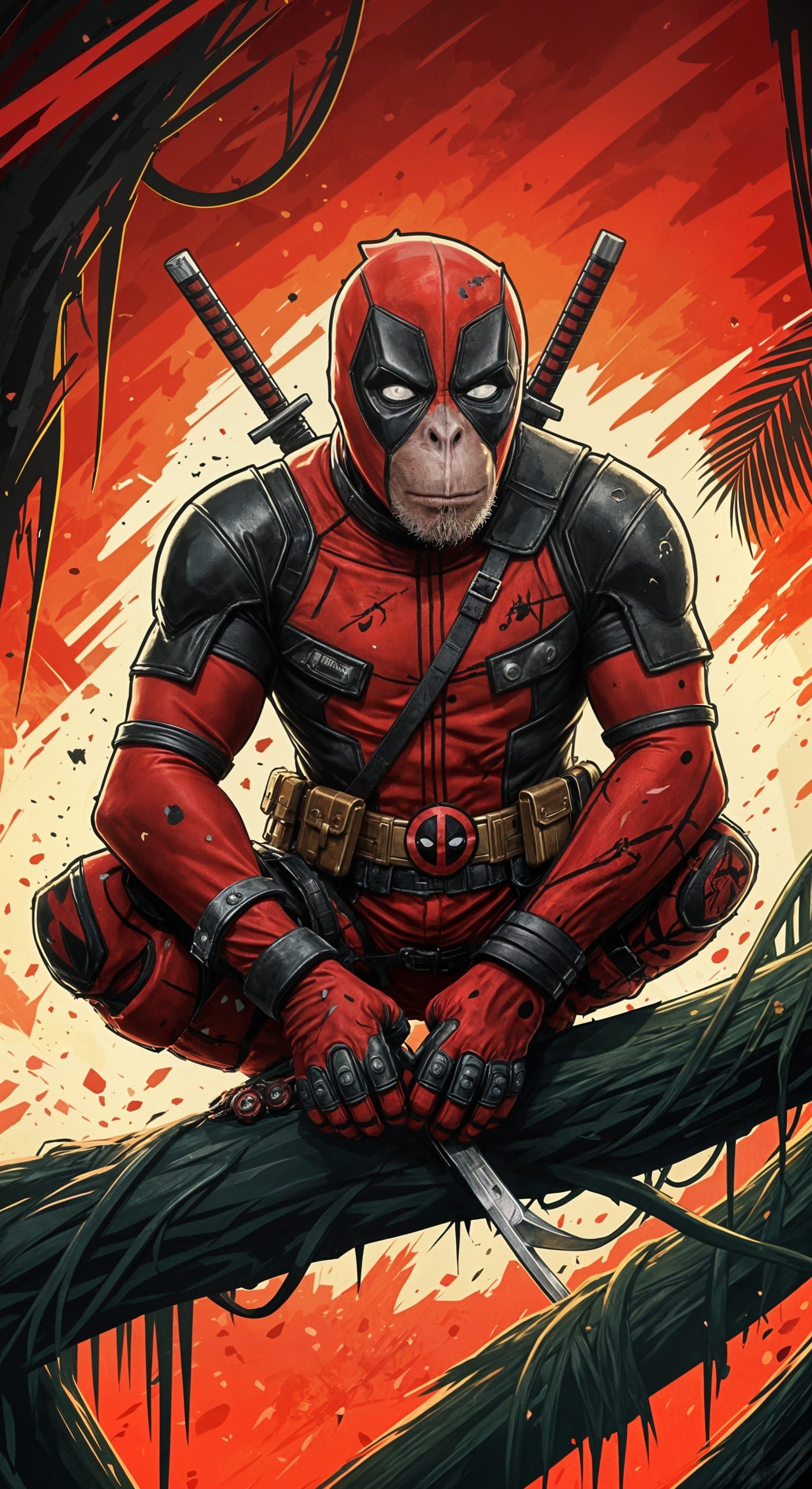 Gritty Deadpool Spider Monkey in Chaotic Comic Book Action