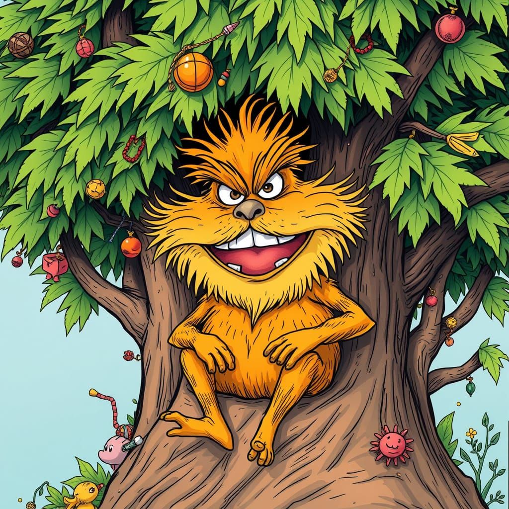 Whimsical Lorax in a Puff Puff Tree