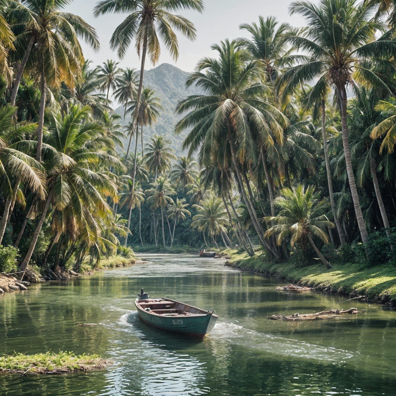 Picturesque Boat Ride Through Palm Tree Paradise