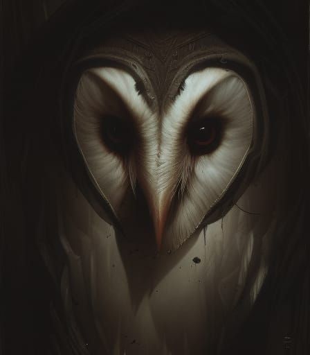 Sinister Barn Owl in Gothic Horror Style