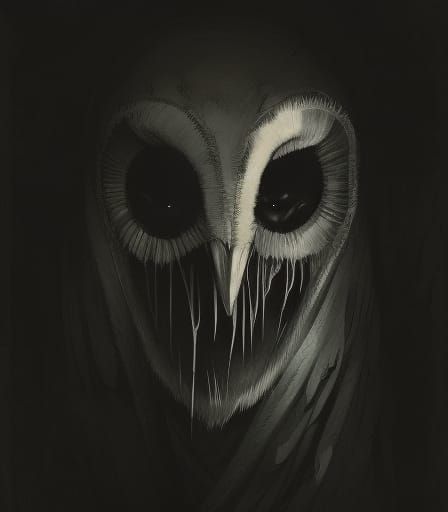 Sinister Barn Owl in Gothic Horror Style