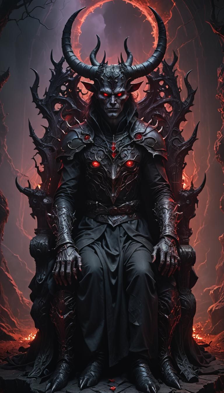 Dark Surrealism: Horned Figure on Throne