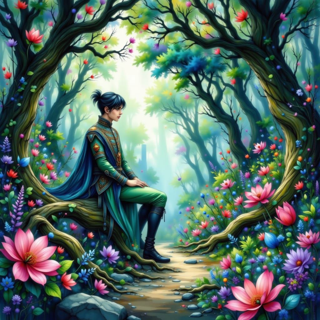 Charming Prince Lost in Enchanted Forest