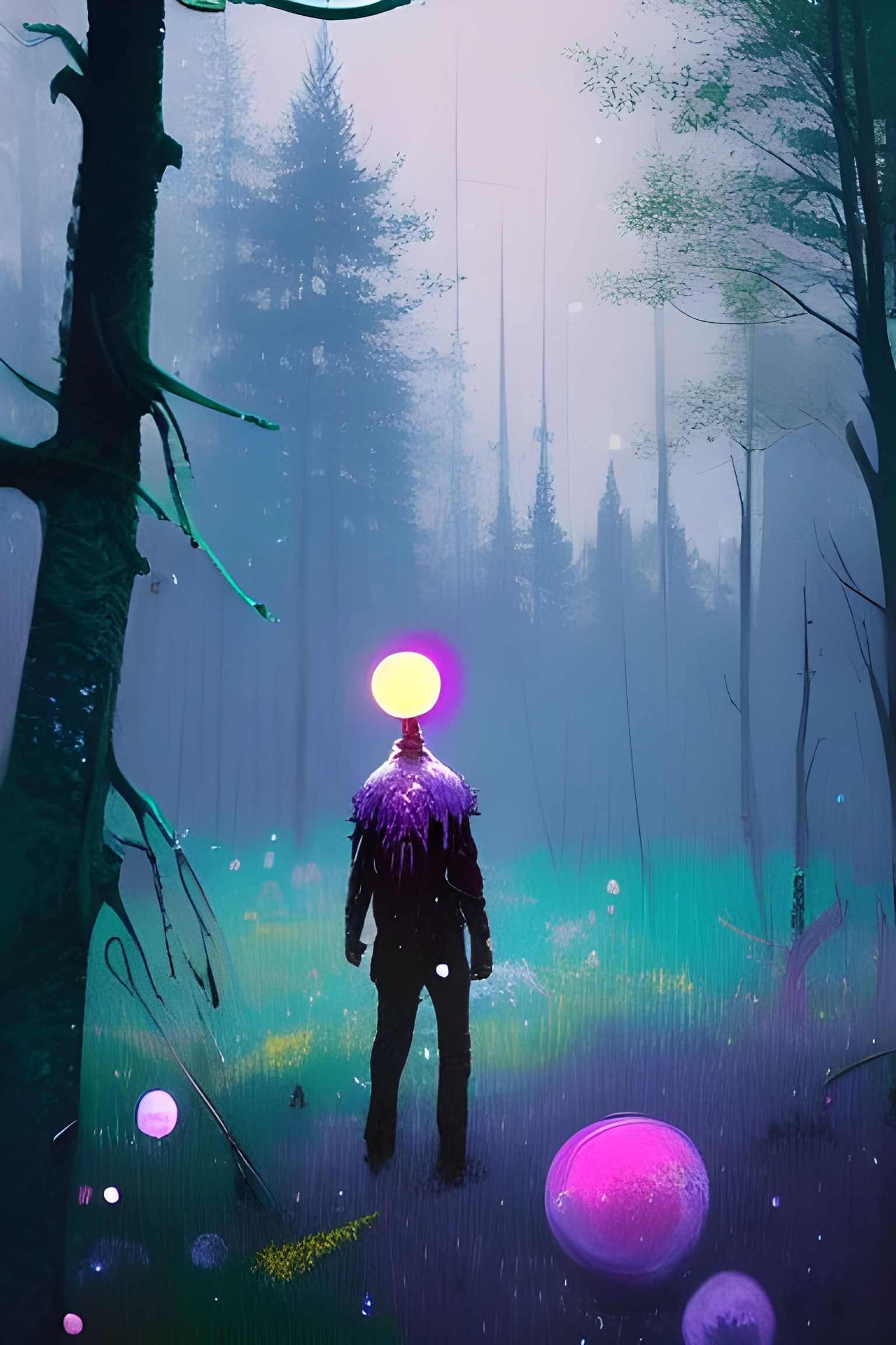 Colorful Fantasy Wizard with Glowing Orbs